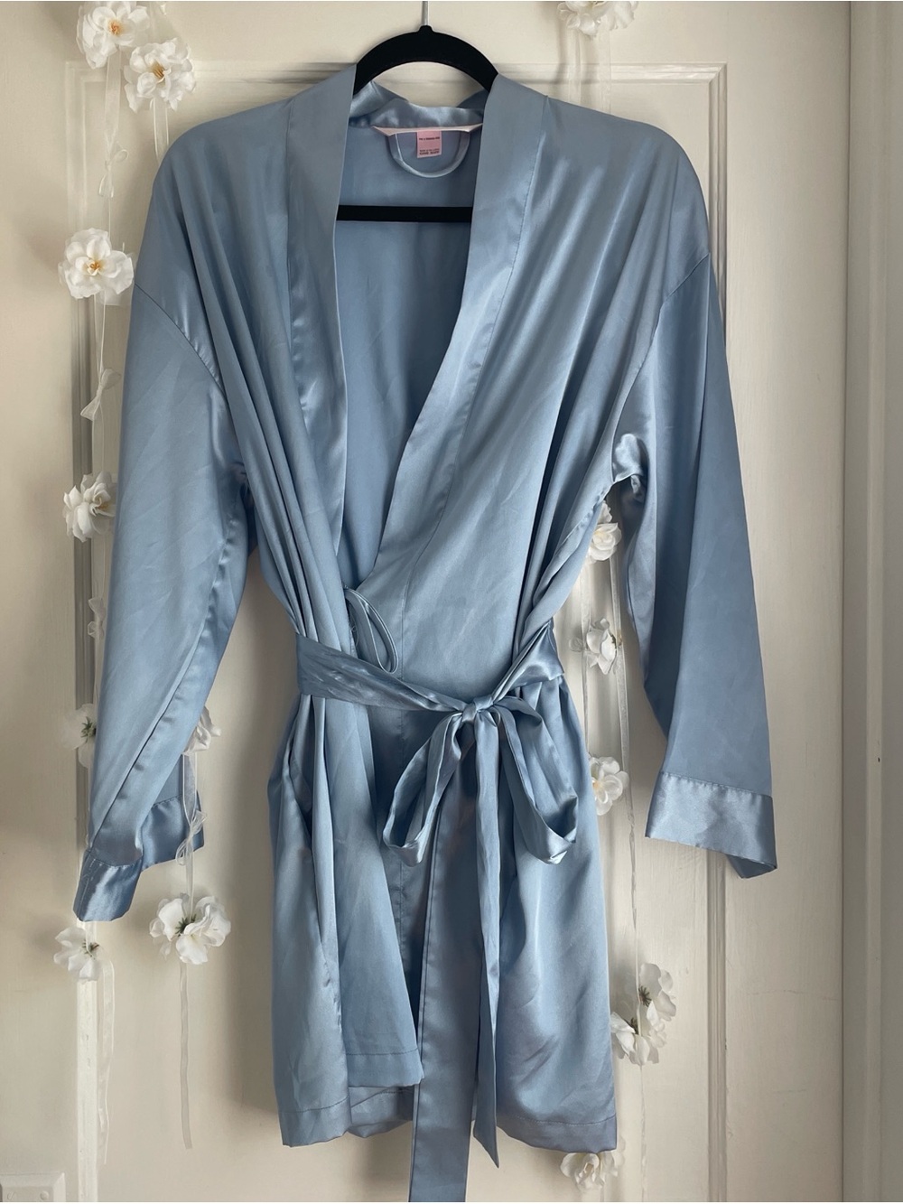 Victoria's Secret Satin Light Blue Wrap Robe